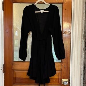 Ava & Viv Black Fit and Flare Dress with Plunge Neckline